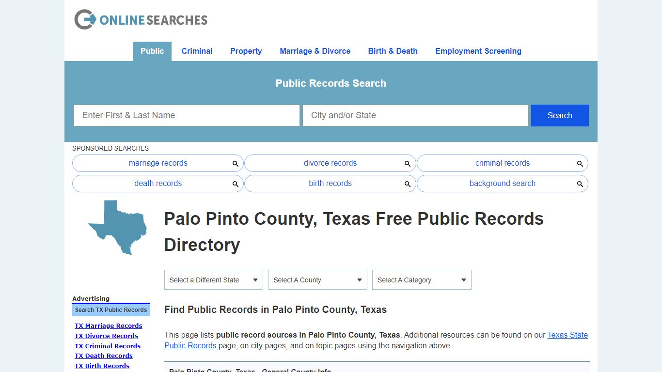 Palo Pinto County, Texas Public Records Directory